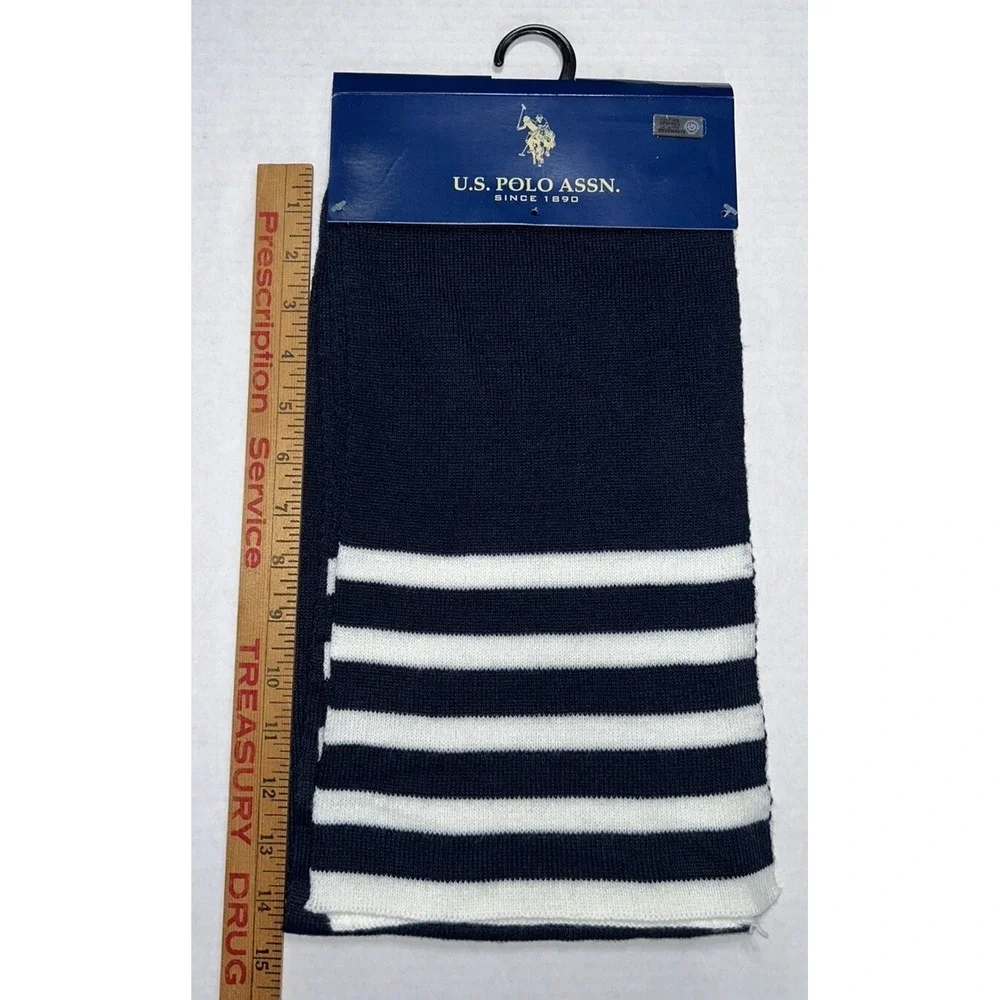 US Polo Assn Scarf Winter Cold Brand New Blue‎ & White